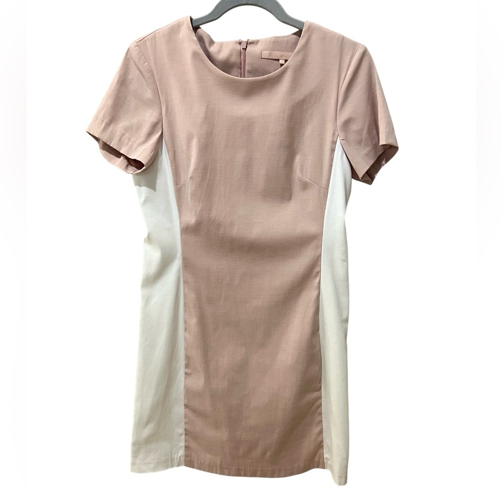Anthropologie Hutch Mini Dress  Short Sleeves Cream Pink Demure SZ S EUC